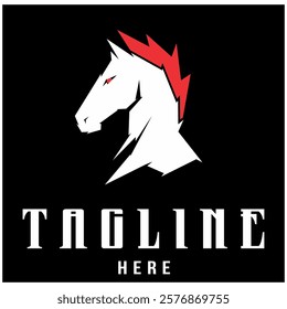 Simple horse head animated silhouette vector, product logo design.