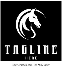 Simple horse head animated silhouette vector, product logo design.