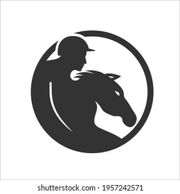 simple horse jockey flat design 