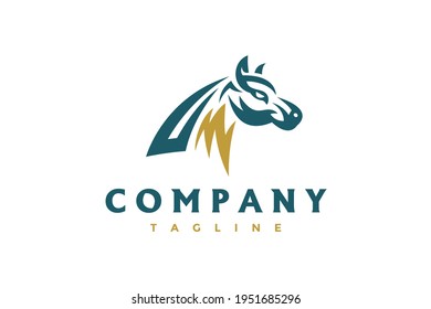 simple horse and lightning logo	