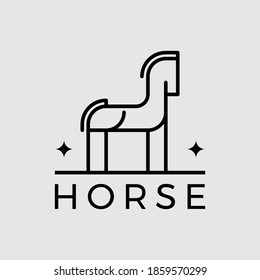 simple horse line art logo vector