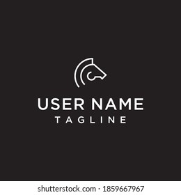 concepto de logotipo de caballo simple, combinación de color blanco único y creativo con fondo negro