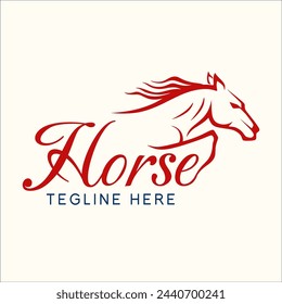 simple horse logo design. jumping horse line art illustration