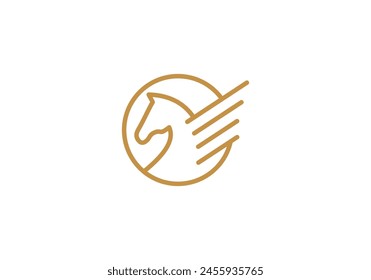 simple horse logo design. linear style luxury icon vector