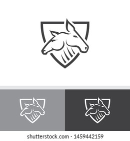 Simple Horse logo with a shield
