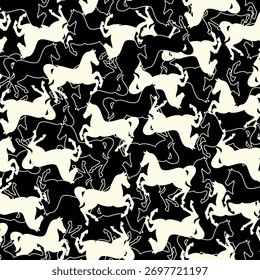 Simple horse silhouette seamless pattern,