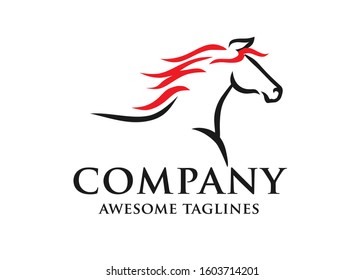 simple horse sketch racing logo template,  equestrian logo vector