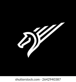 simple horse with wing line icon logo vector design, modern animal logo pictogram design. stallion horse pegasus unicorn logo design in lineoutline style vector 