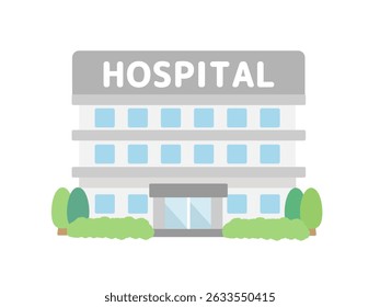 Material simples de ilustração do edifício do hospital