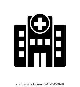 Simple Hospital Icon Vector with Monochrome Style