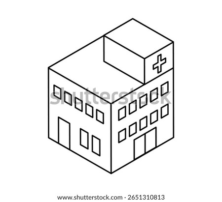 Simple hospital isometric illustration vector