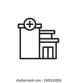 Simple hospital line icon. Stroke pictogram. Vector illustration isolated on a white background. Premium quality symbol. Vector sign for mobile app and web sites.