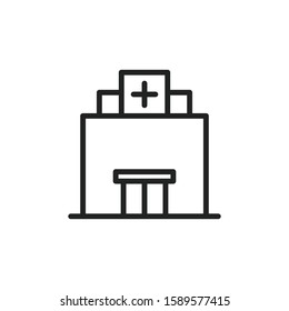 Simple hospital line icon. Stroke pictogram. Vector illustration isolated on a white background. Premium quality symbol. Vector sign for mobile app and web sites.