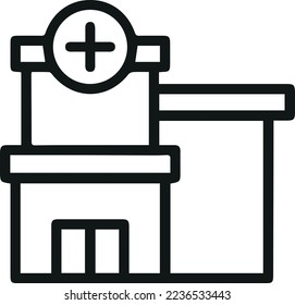 Simple hospital line icon. Stroke pictogram. Vector illustration isolated on a white background. Premium quality symbol. Vector sign for mobile app and web sites.