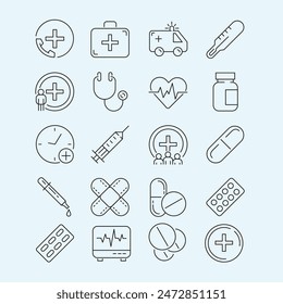 Simple Hospital Medical Icon Set 