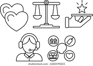 Simple Hospitality Line Icon Set