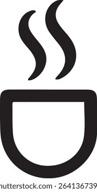 A simple hot beverage silhouette on a black background, perfect for cafe, restaurant, or food-related designs and projects.