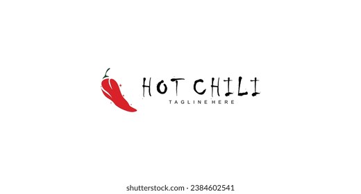 Simple hot chili template design with unique concept| premium vector