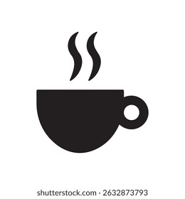 Simple hot coffee cup icon isolated on white background