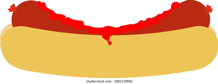Simple hot dog icon with ketchup