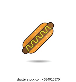Simple hot dog icon. Vector illustration.