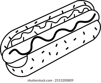 Ilustración de dibujo de línea de perro caliente simple