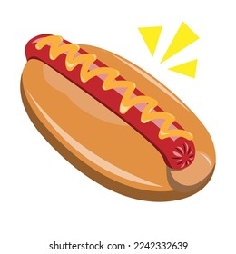 Simple Hot dog. Vector isolated flat illustration fast food for poster, menus, brochure, web and icon fast food