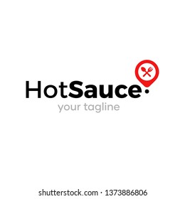 Simple Hot Sauce Restaurant Logo Design Idea