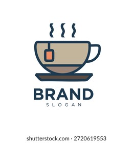 Modelo de design de logotipo de chá simples e quente
