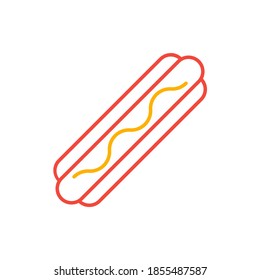 Simple hotdog icon in line art style. Fast food vector illustration graphic