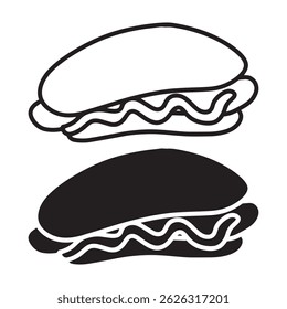 ícone simples do hotdog. formato vetorial minimalista. logotipos, adesivos, mercadorias e elementos da interface do usuário