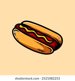 simple hotdog line art style sketch classic vintage design illustration