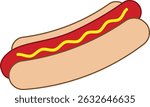 Simple Hotdog with mustard in Flat Style vector