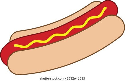 Simple Hotdog with mustard in Flat Style vector
