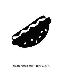 Simple hotdog with mustard icon Flat vector illustration