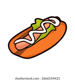 simple hotdog vector with visible borders