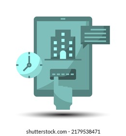 Simple hotel booking flat icon, hotel and booking concept monotone color, 128x128 pixel perfect on the white background