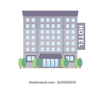 Simple hotel building illustration material