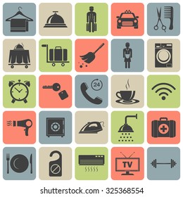 Simple hotel icons set. Vector EPS8 illustration. 