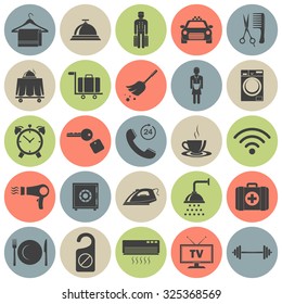Simple hotel icons set. Vector EPS8 illustration. 