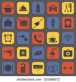 Simple hotel icons set. Vector EPS10 illustration. 
