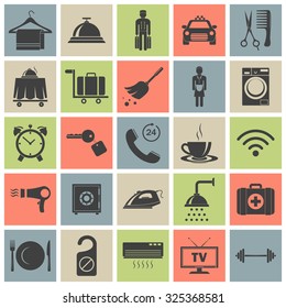 Simple hotel icons set. Vector EPS8 illustration. 