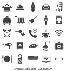 Simple hotel icons set. Vector EPS8 illustration. 