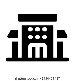 Simple Hotel Solid icon. The icon can be used for websites, print templates, presentation templates, illustrations, etc