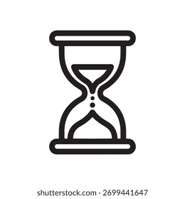 Icono de reloj de arena simple que simboliza el paso del tiempo y la urgencia en un diseño de contorno limpio