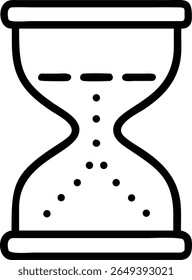 A simple hourglass illustration with sand falling inside, representing time passing in a classic design