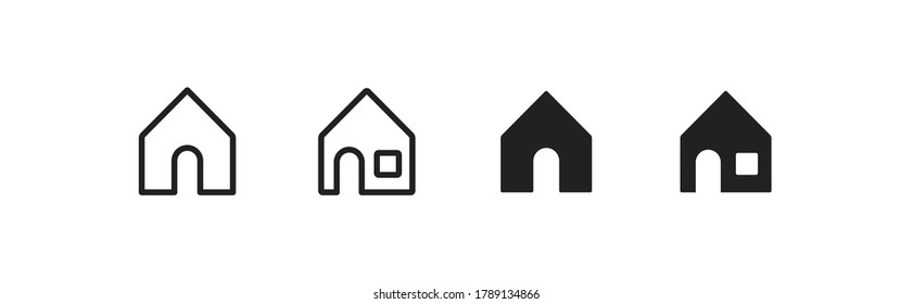 Simple house black and line icon set. Home concept isolated illustration in vector flat style.