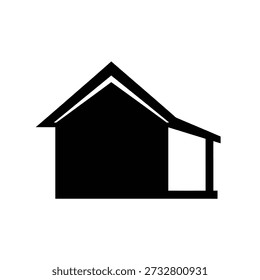 Casa simples, preto e branco, plano, design, ilustração vetorial, gráfico escalável
