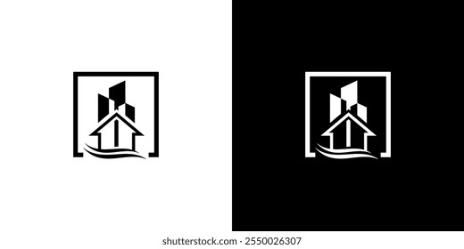 simple house building logo vector