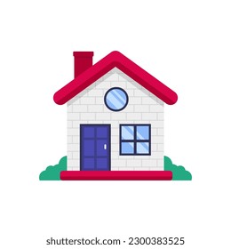 Simple house building vector illustration in flat style isolated on white background